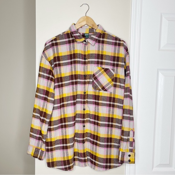 wild fable Tops - wild fable Brown, Yellow, & Pink Plaid Flannel